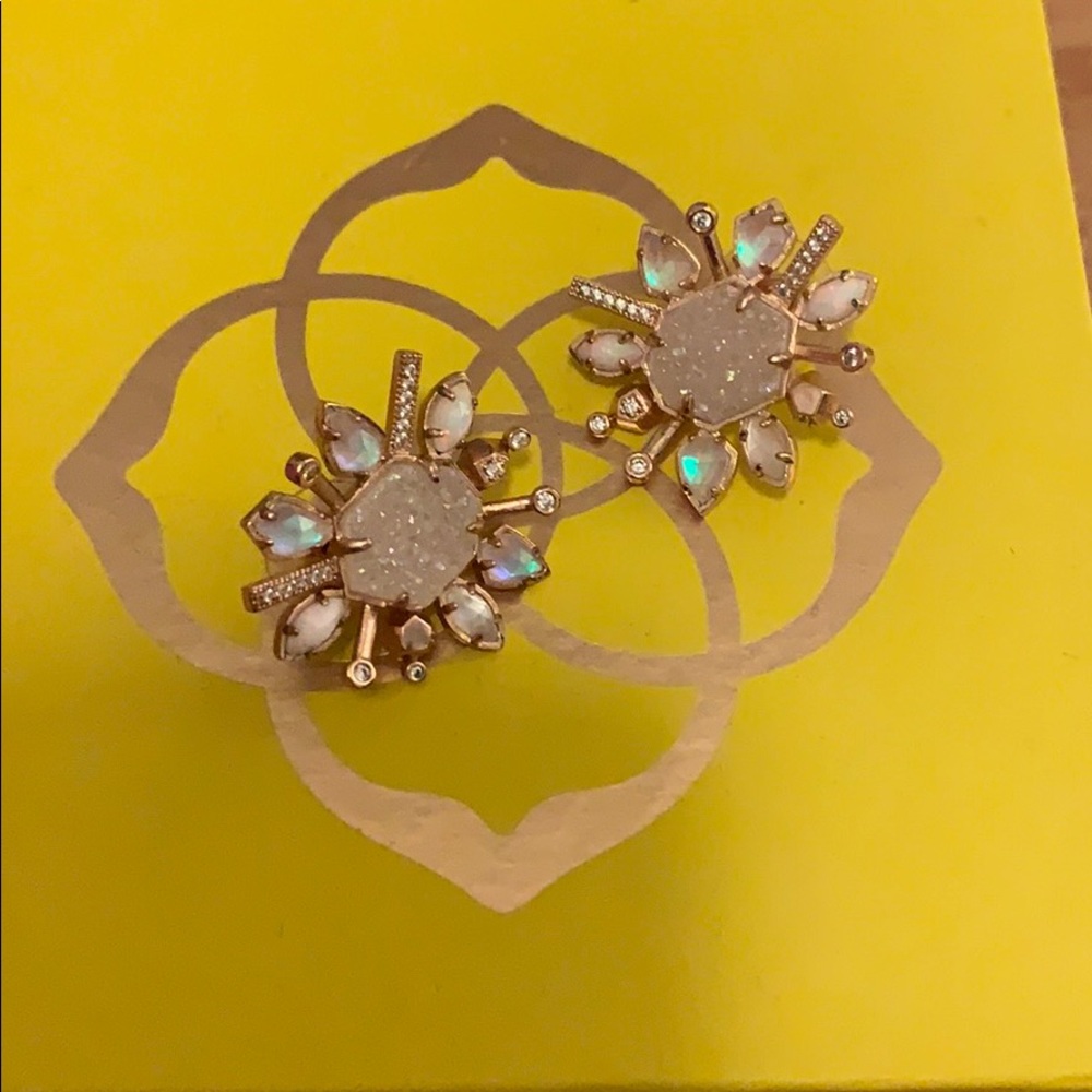Kendra Scott Gold Iridescent Druzy Floral Statement Earrings